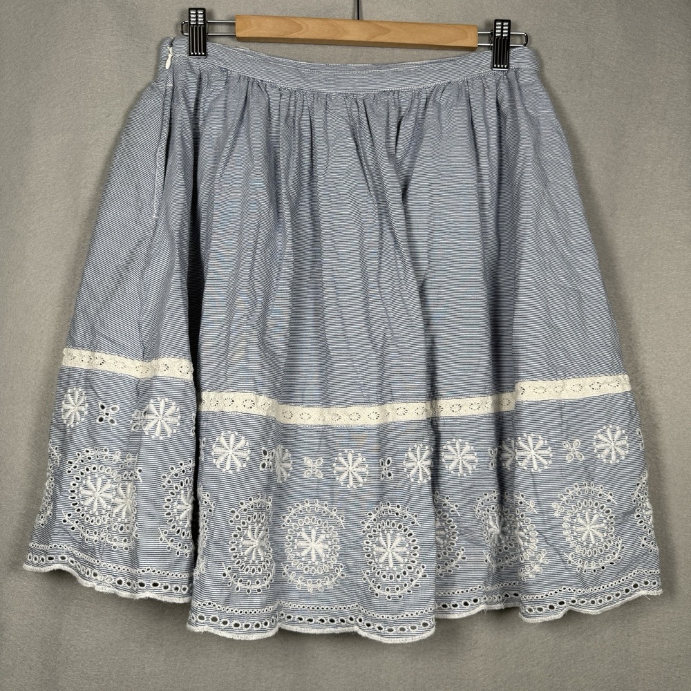 Tommy Hilfiger Mini Skirt Lace Blue 100% Cotton Sz 8 - Picture 2 of 11